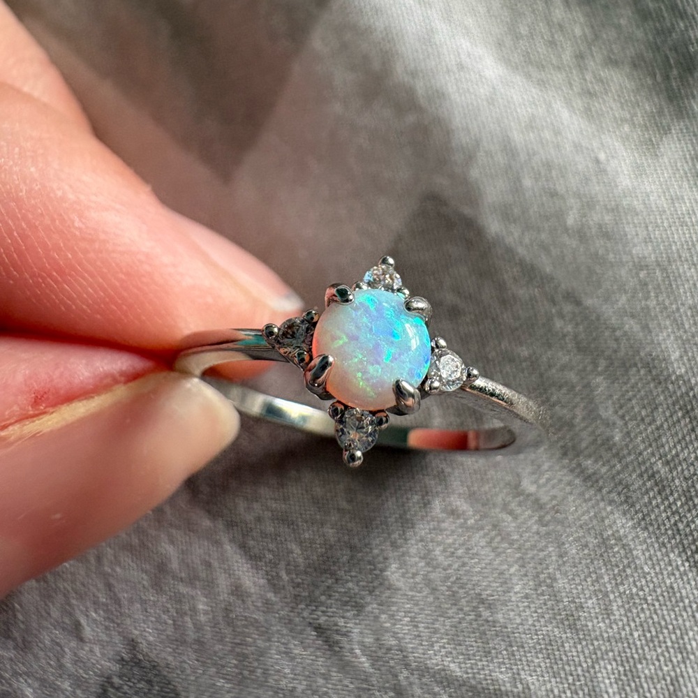 Silver Opal Ring Size 8